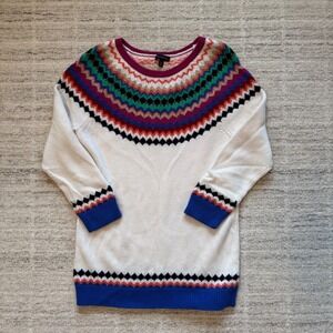 Fair Isle Colorful Sweater 3/4 Sleeve Excellent Condition